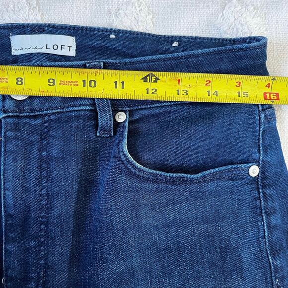 Loft The Slim Flare Dark Wash High Waisted Size 30 Stretch - Picture 7 of 9
